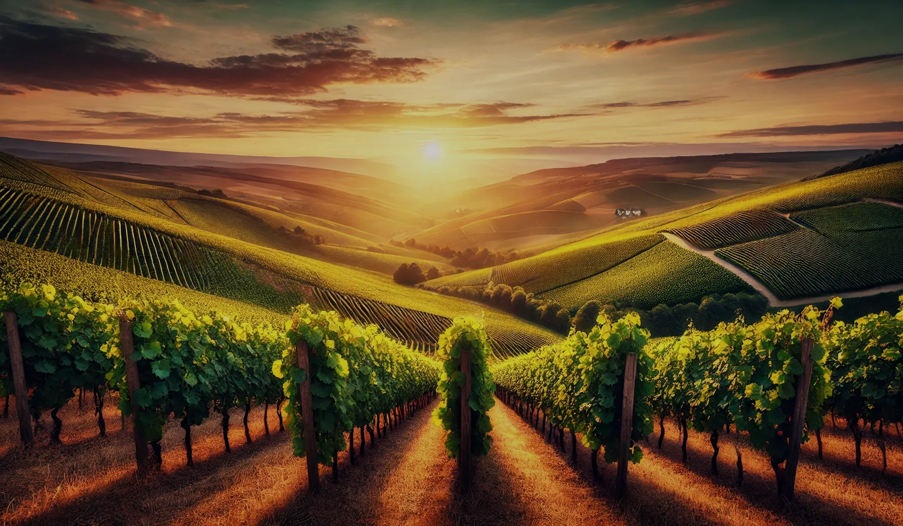Paysage viticole évocateur des terroirs français